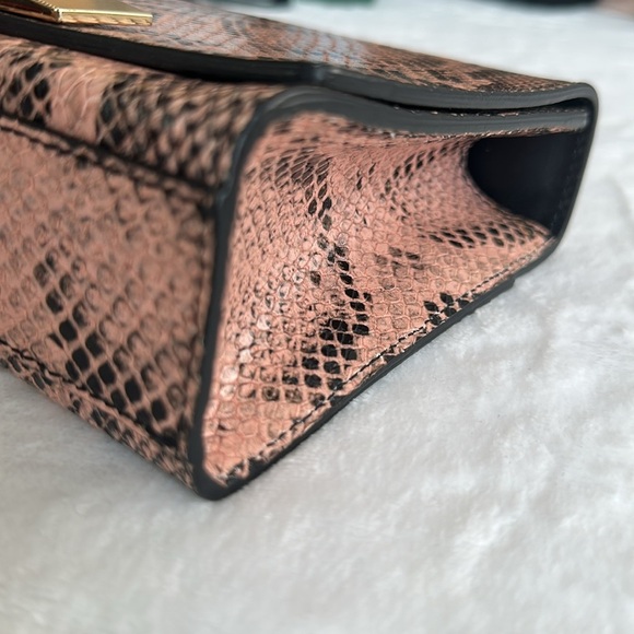 Bruno Magli Pink Snake Skin Embossed Shoulder Bag - Picture 8 of 12